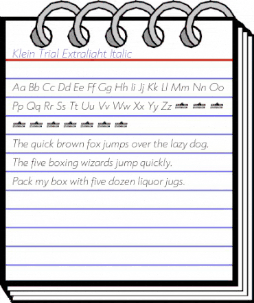 Klein Trial Extralight Italic animated font preview Klein Trial Extralight Italic animated font preview