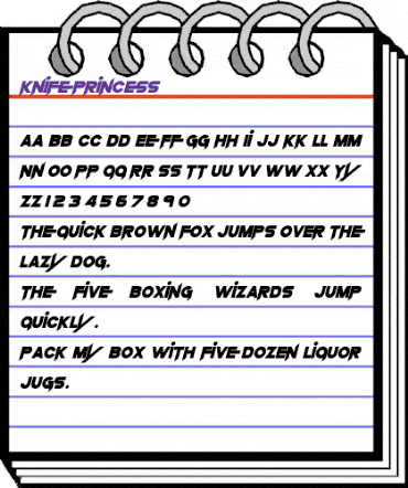 Knife Princess Regular animated font preview