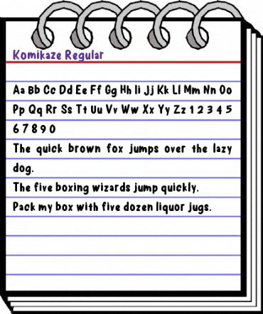 Komikaze Regular animated font preview