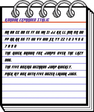 Kondor Expanded Italic Expanded Italic animated font preview