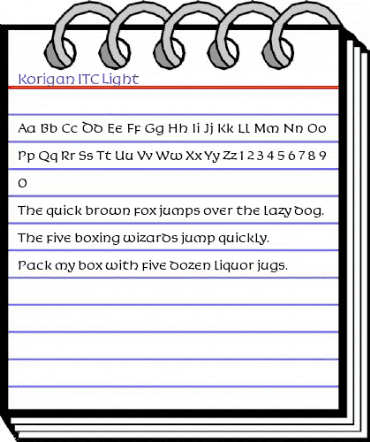 Korigan ITC Light Regular animated font preview