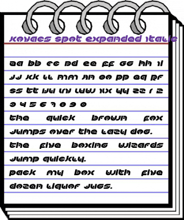 Kovacs Spot Expanded Italic Expanded Italic animated font preview Kovacs Spot Expanded Italic Expanded Italic animated font preview
