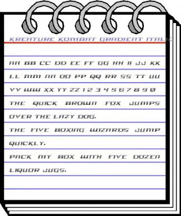 Kreature Kombat Gradient Italic Italic animated font preview Kreature Kombat Gradient Italic Italic animated font preview