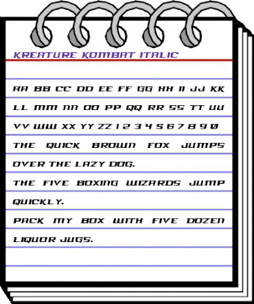 Kreature Kombat Italic Italic animated font preview