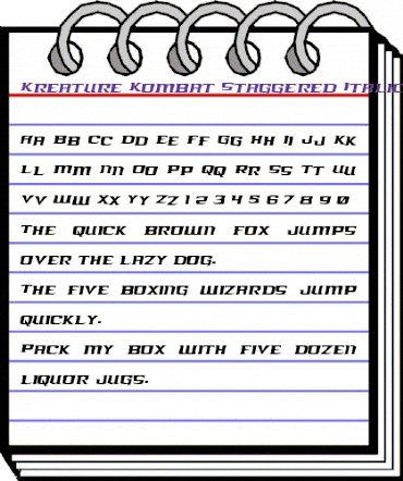 Kreature Kombat Staggered Italic Italic animated font preview