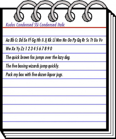 Kudos Condensed SSi Condensed Italic animated font preview