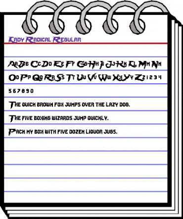 Lady Radical Regular animated font preview