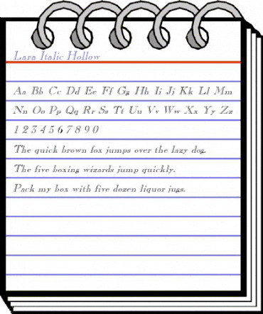 Lara Italic Hollow Italic animated font preview