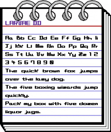 LARVAE DD Regular animated font preview
