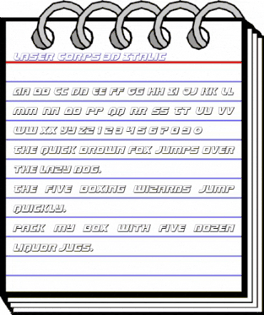 Laser Corps 3D Italic Regular animated font preview