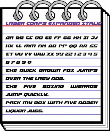 Laser Corps Expanded Italic Regular animated font preview