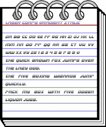 Laser Corps Gradient Italic Regular animated font preview