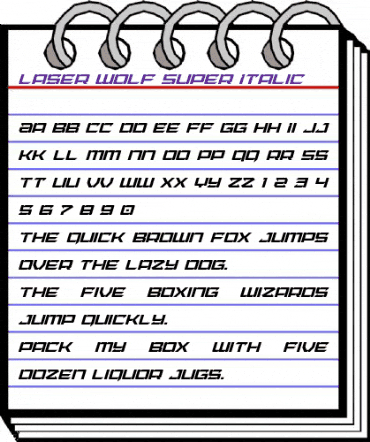 Laser Wolf Super-Italic Italic animated font preview