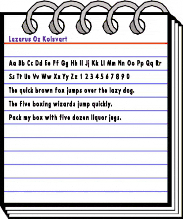 Lazarus Oz Kolsvart Regular animated font preview