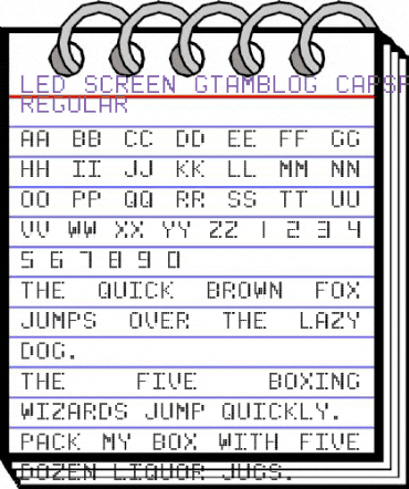LED SCREEN GTAMBLOG CAPS+ 2.0 Regular animated font preview