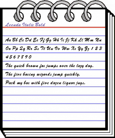 Leenda Italic Bold Bold animated font preview