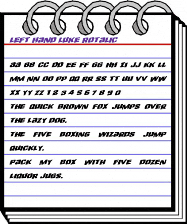 Left Hand Luke Rotalic Italic animated font preview