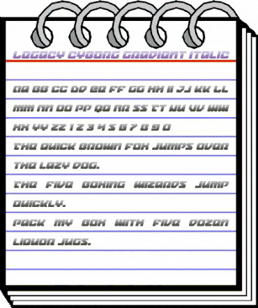 Legacy Cyborg Gradient Italic Regular animated font preview