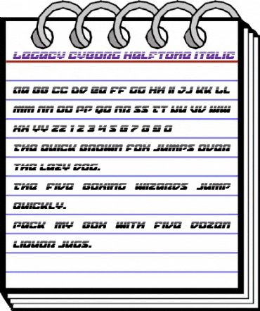 Legacy Cyborg Halftone Italic Regular animated font preview Legacy Cyborg Halftone Italic Regular animated font preview