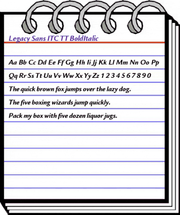 Legacy Sans ITC TT BoldItalic animated font preview