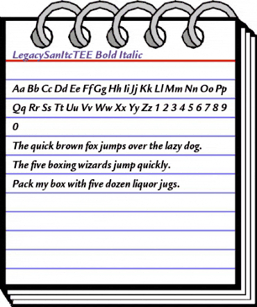 LegacySanItcTEE Bold Italic animated font preview