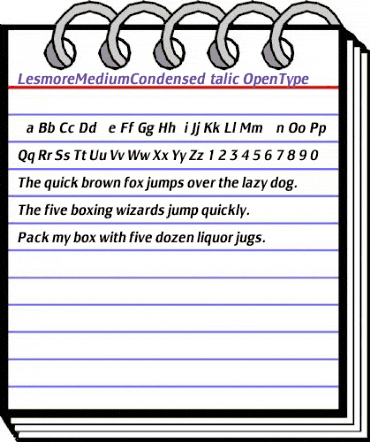 LesmoreMediumCondensedItalic Regular animated font preview LesmoreMediumCondensedItalic Regular animated font preview