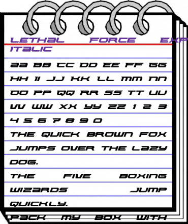 Lethal Force Expanded Italic Expanded Italic animated font preview Lethal Force Expanded Italic Expanded Italic animated font preview