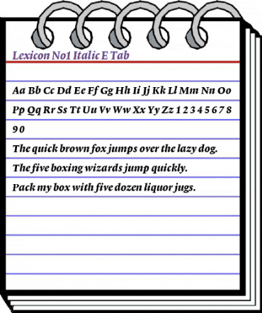 Lexicon No1 Italic E Tab animated font preview