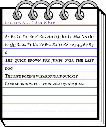 Lexicon No2 Italic B Exp animated font preview