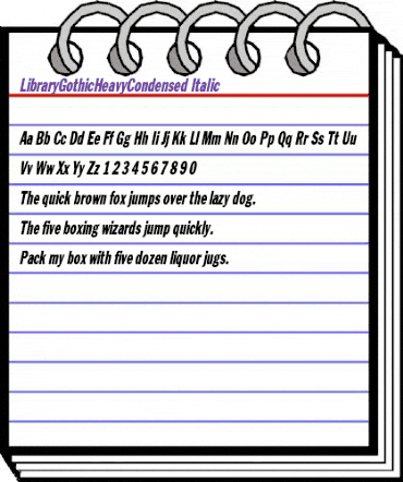 LibraryGothicHeavyCondensed Italic animated font preview