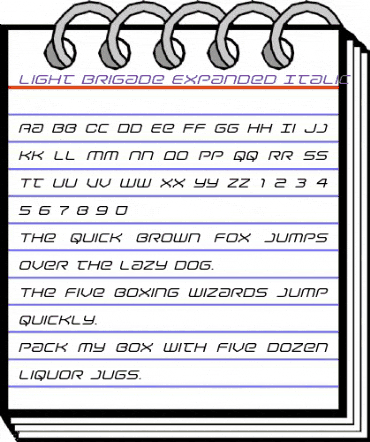 Light Brigade Expanded Italic Expanded Italic animated font preview Light Brigade Expanded Italic Expanded Italic animated font preview