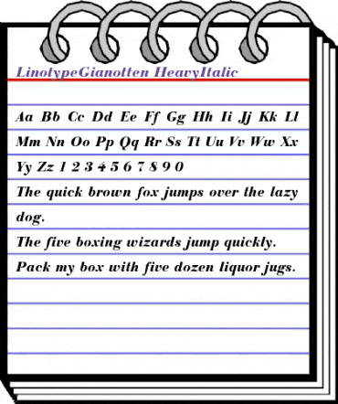 LTGianotten Regular Bold Italic animated font preview