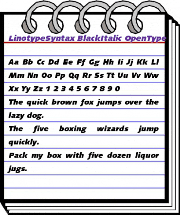 LinotypeSyntax BlackItalic animated font preview