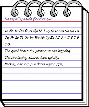 LTTapeside Regular BoldOblique animated font preview