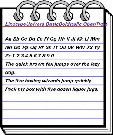 LinotypeUnivers BasicBoldItalic animated font preview
