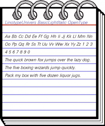 LinotypeUnivers BasicLightItalic animated font preview