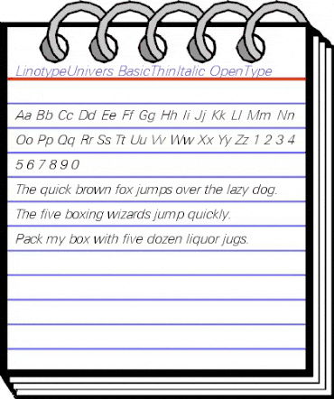 LinotypeUnivers BasicThinItalic animated font preview