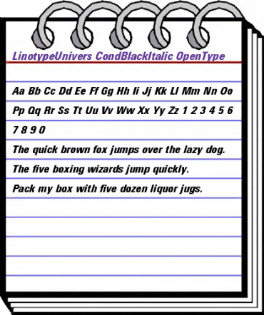 LinotypeUnivers CondBlackItalic animated font preview