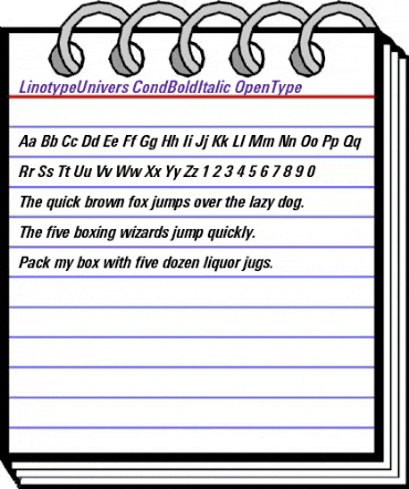 LinotypeUnivers CondBoldItalic animated font preview