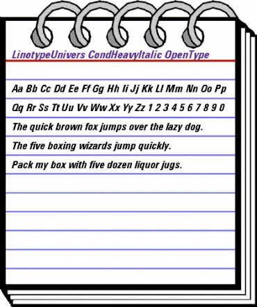 LinotypeUnivers CondHeavyItalic animated font preview