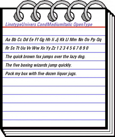 LinotypeUnivers CondMediumItalic animated font preview