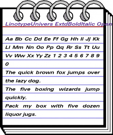 LinotypeUnivers ExtdBoldItalic animated font preview