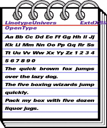 LinotypeUnivers ExtdXBlackItalic animated font preview