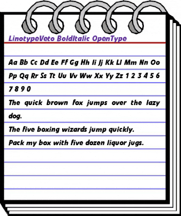 LinotypeVeto BoldItalic animated font preview