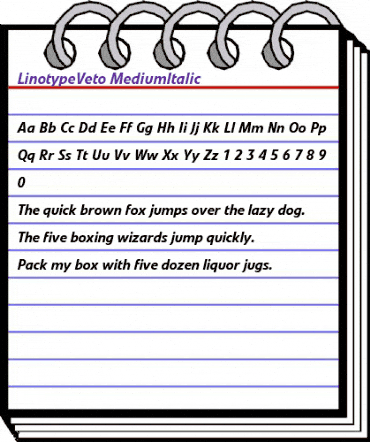LTVeto Medium Italic animated font preview