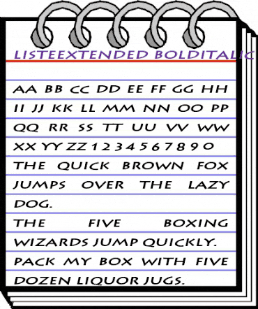 ListeExtended BoldItalic animated font preview