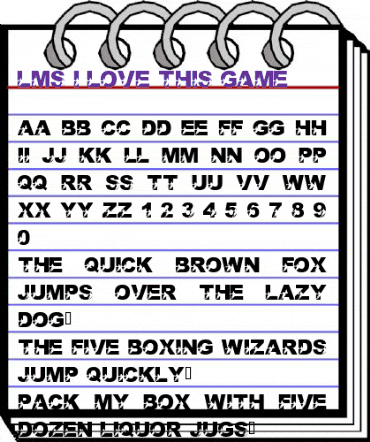 LMS I Love This Game Regular animated font preview