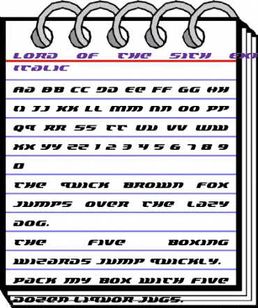 Lord of the Sith Expanded Italic Expanded Italic animated font preview