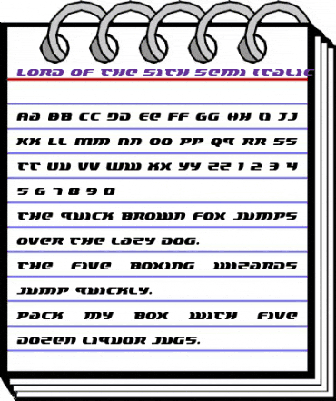 Lord of the Sith Semi-Italic Semi-Italic animated font preview