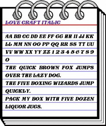 Love Craft Cursiva animated font preview